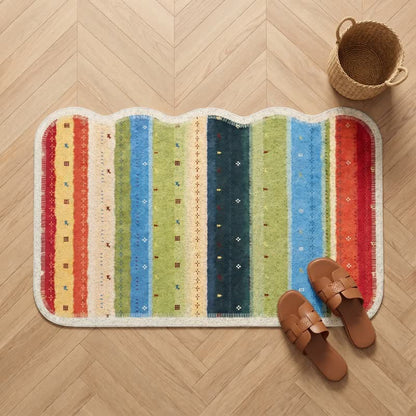 Boho-Regenbogenstreifen-PVC-Teppich mit rutschfester Oberfläche - image 1