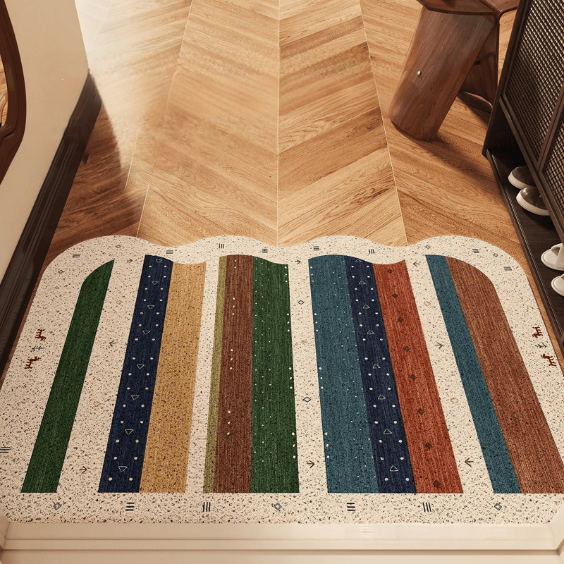 Türvorleger mit Streifenmuster und Wellenkante im Bohème-Stil - 35'' × 47'' - image 0