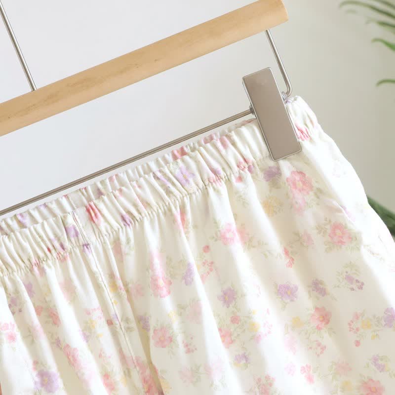 Pyjama-Shorts aus Baumwolle mit Rüschen und Blumenmuster - image 3