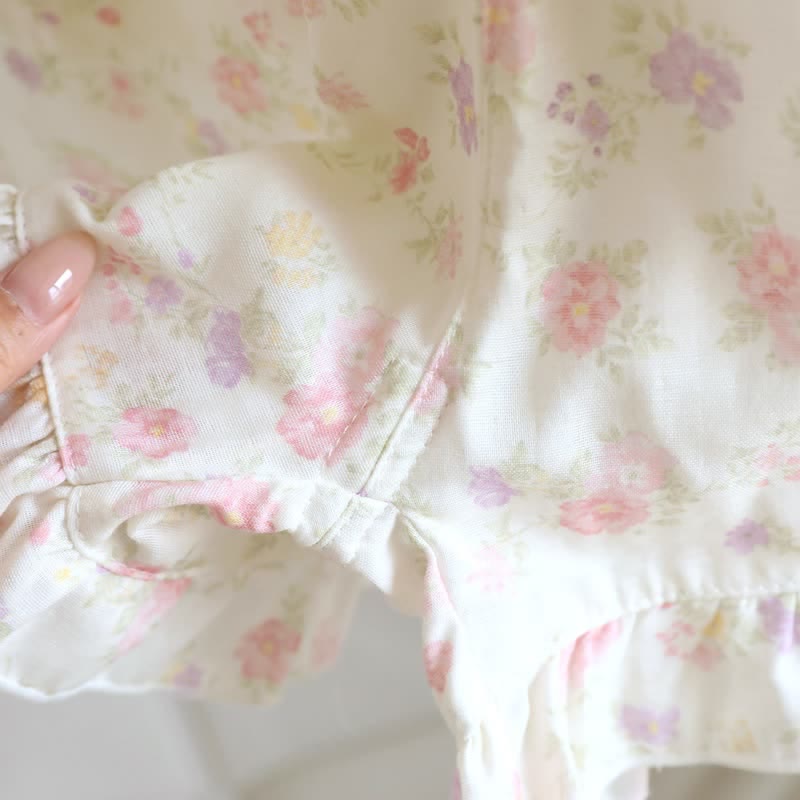 Pyjama-Shorts aus Baumwolle mit Rüschen und Blumenmuster - image 7