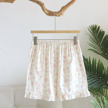 Pyjama-Shorts aus Baumwolle mit Rüschen und Blumenmuster - image 1