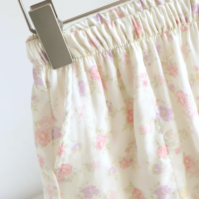 Pyjama-Shorts aus Baumwolle mit Rüschen und Blumenmuster - image 4