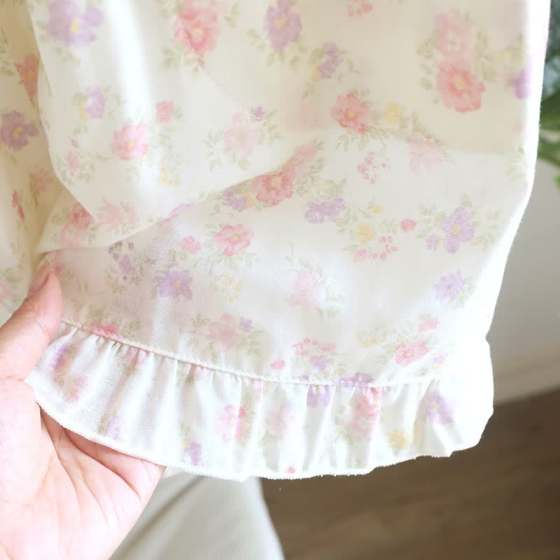 Pyjama-Shorts aus Baumwolle mit Rüschen und Blumenmuster - image 5