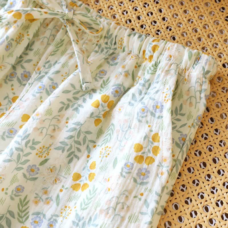 Gelbe Tulpen-Pyjama-Shorts aus Baumwollgaze - image 4