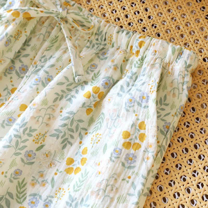 Gelbe Tulpen-Pyjama-Shorts aus Baumwollgaze - image 4