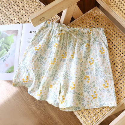 Gelbe Tulpen-Pyjama-Shorts aus Baumwollgaze - image 1