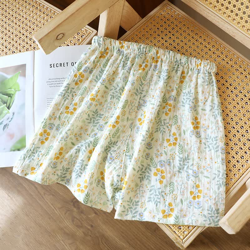 Gelbe Tulpen-Pyjama-Shorts aus Baumwollgaze - image 2