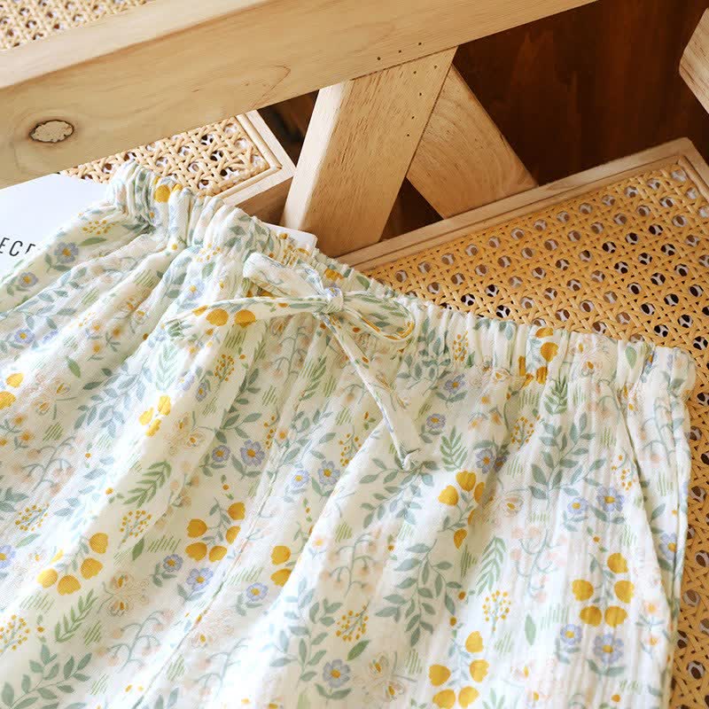 Gelbe Tulpen-Pyjama-Shorts aus Baumwollgaze - image 3