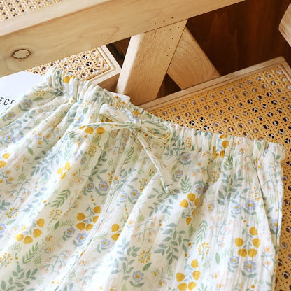 Gelbe Tulpen-Pyjama-Shorts aus Baumwollgaze - image 3