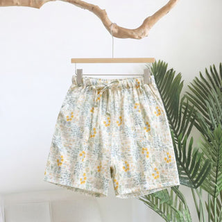 Gelbe Tulpen-Pyjama-Shorts aus Baumwollgaze - Gelb - XL - image 0