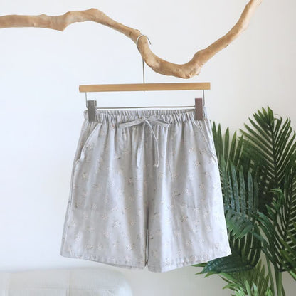 Pyjama-Shorts aus Baumwolle mit Kirschblütenmuster - Hellgrau - XL - image 14