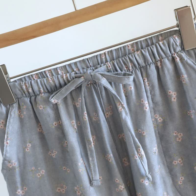Pyjama-Shorts aus Baumwolle mit Kirschblütenmuster - image 9