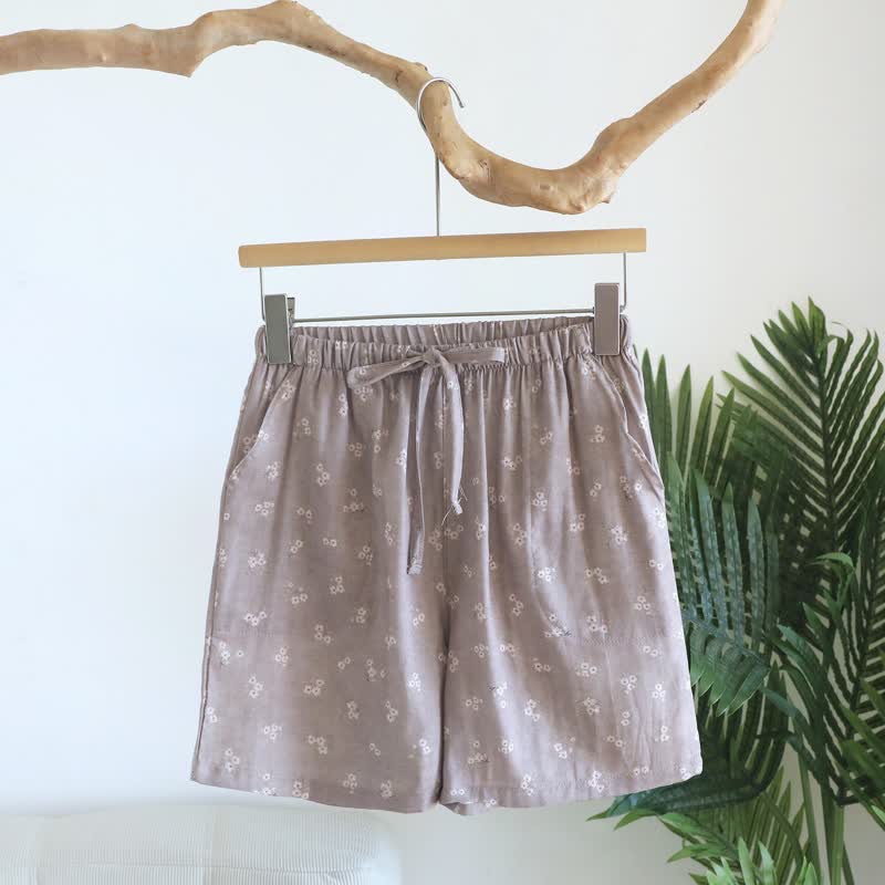 Pyjama-Shorts aus Baumwolle mit Kirschblütenmuster - Rosa - XL - image 5