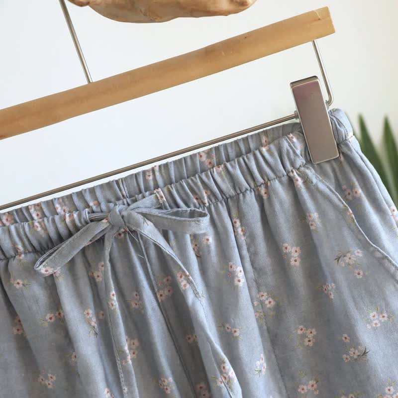 Pyjama-Shorts aus Baumwolle mit Kirschblütenmuster - image 10