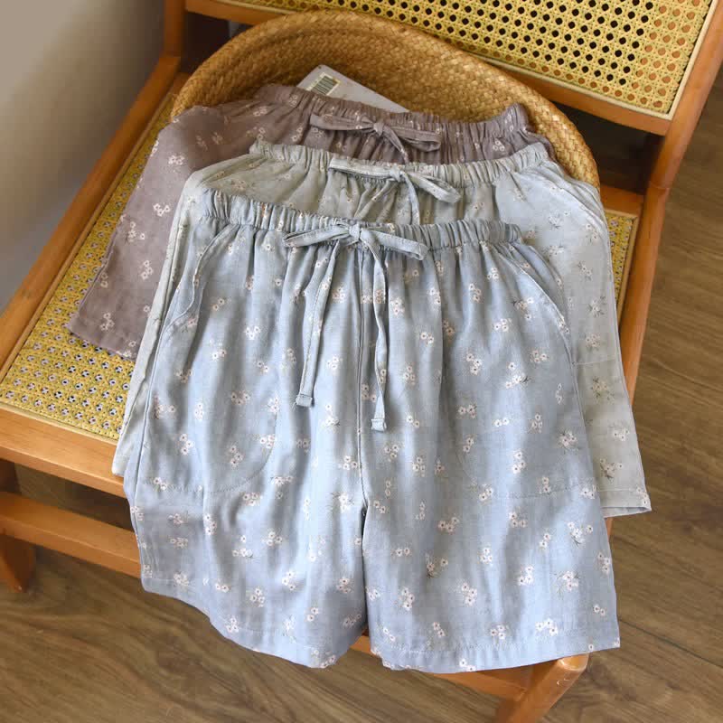 Pyjama-Shorts aus Baumwolle mit Kirschblütenmuster - image 1