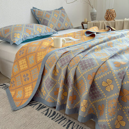 Geometrische Kleeblatt-Decke aus drei Lagen Baumwollgaze - image 5