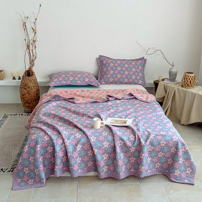 Dreilagige Tagesdecke aus Gaze mit kleinem Blumenmuster - image 1