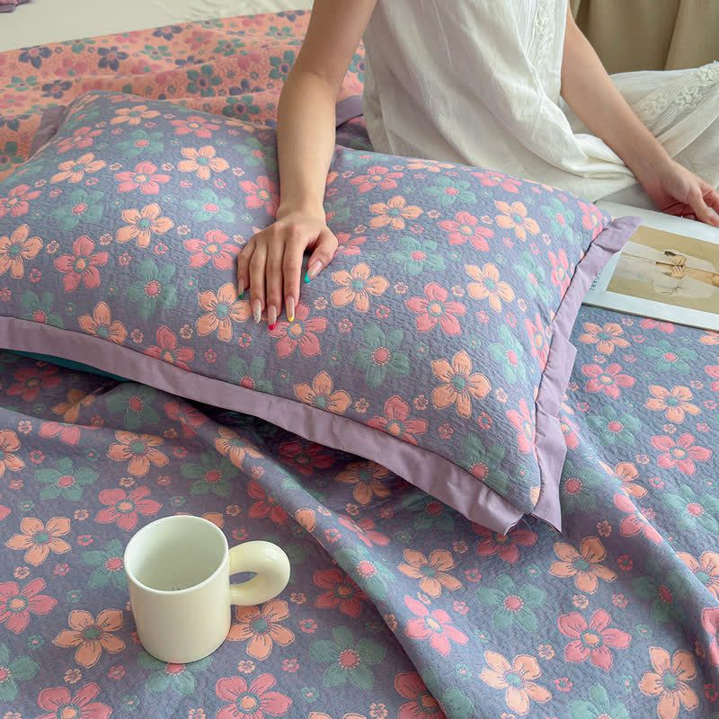 Dreilagige Tagesdecke aus Gaze mit kleinem Blumenmuster - image 8