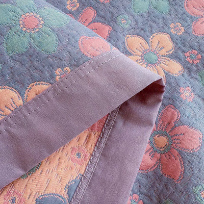Dreilagige Tagesdecke aus Gaze mit kleinem Blumenmuster - image 9