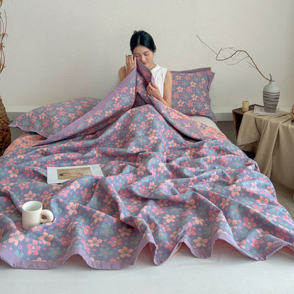 Dreilagige Tagesdecke aus Gaze mit kleinem Blumenmuster - image 4