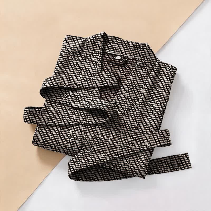 Kimono-Bademantel aus Baumwoll-Jacquard mit geometrischem Chevron-Muster - image 2