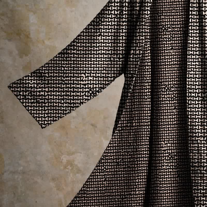 Kimono-Bademantel aus Baumwoll-Jacquard mit geometrischem Chevron-Muster - image 4