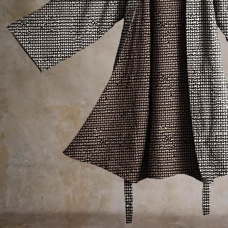 Kimono-Bademantel aus Baumwoll-Jacquard mit geometrischem Chevron-Muster - image 5