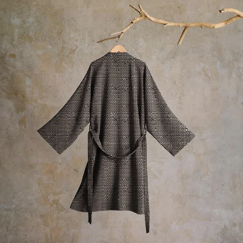 Kimono-Bademantel aus Baumwoll-Jacquard mit geometrischem Chevron-Muster - image 1