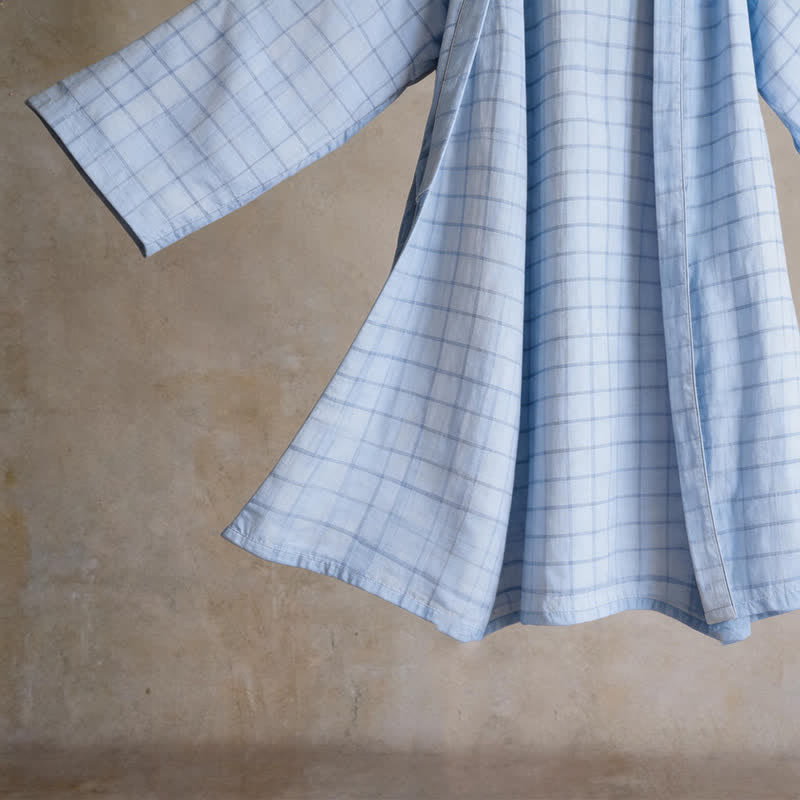 Unisex Kimono-Bademantel aus karierter Baumwolle - image 6