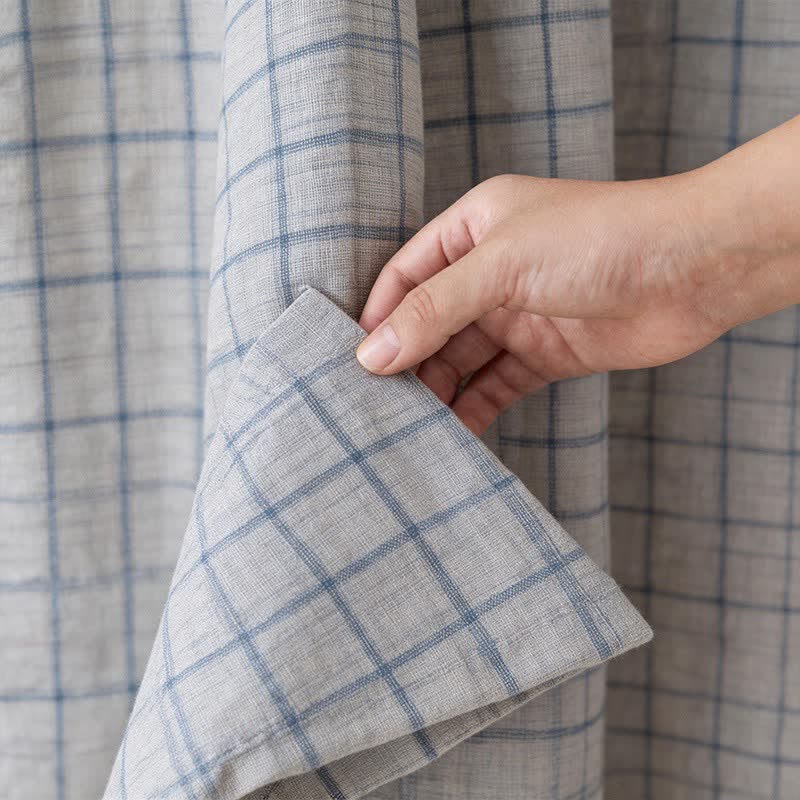 Unisex Kimono-Bademantel aus karierter Baumwolle - image 14