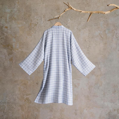 Unisex Kimono-Bademantel aus karierter Baumwolle - image 3