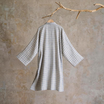 Unisex Kimono-Bademantel aus karierter Baumwolle - image 9