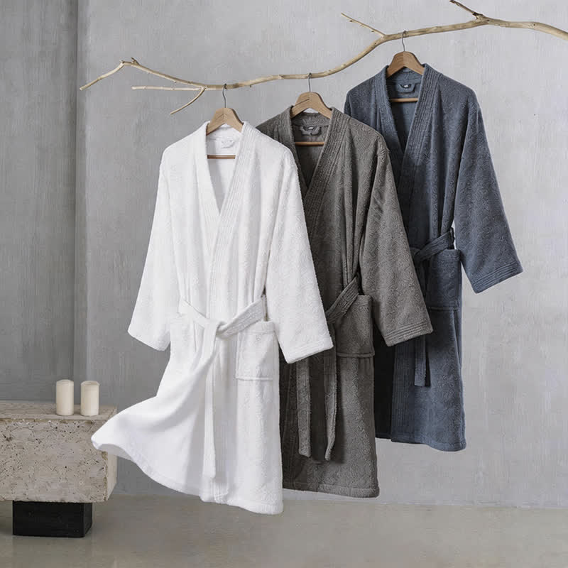 Unisex Kimono-Bademantel aus einfarbiger Baumwolle - image 1