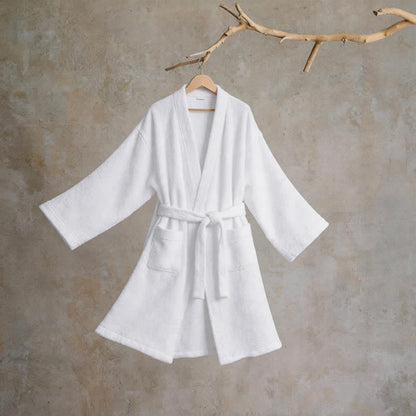 Unisex Kimono-Bademantel aus einfarbiger Baumwolle - Weiß - XL - image 8