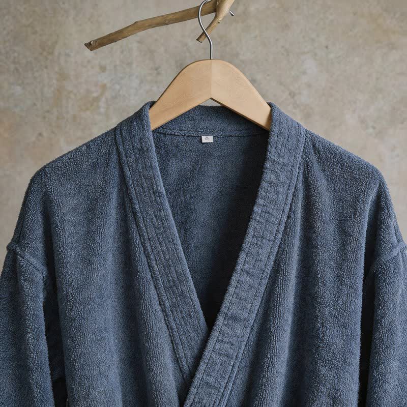 Unisex Kimono-Bademantel aus einfarbiger Baumwolle - image 18