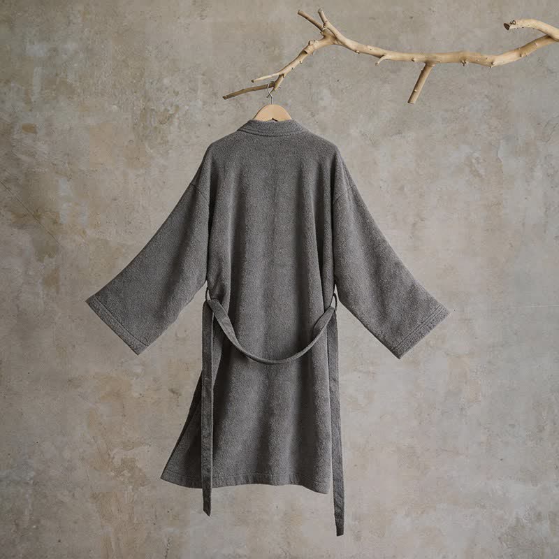 Unisex Kimono-Bademantel aus einfarbiger Baumwolle - image 3