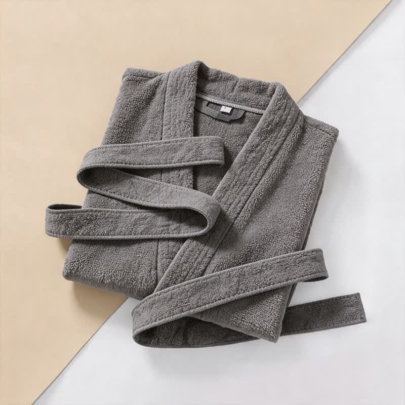 Unisex Kimono-Bademantel aus einfarbiger Baumwolle - image 2