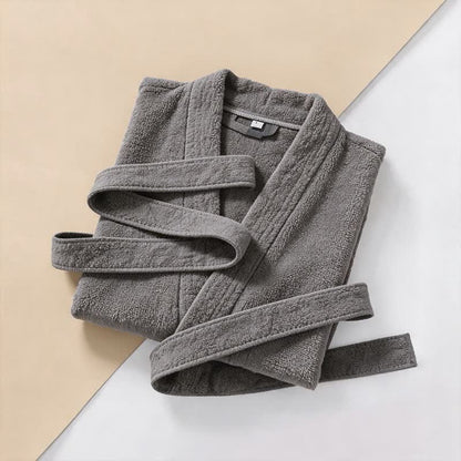 Unisex Kimono-Bademantel aus einfarbiger Baumwolle - image 2