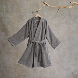 Unisex Kimono-Bademantel aus einfarbiger Baumwolle - Grau - XL - image 0
