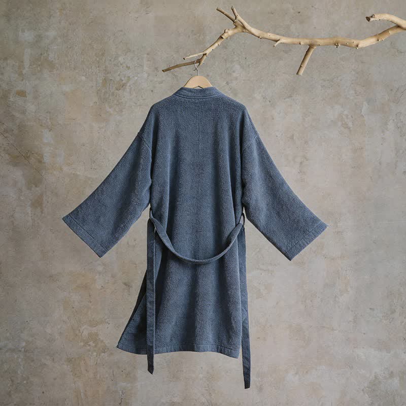 Unisex Kimono-Bademantel aus einfarbiger Baumwolle - image 17