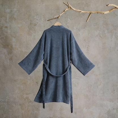 Unisex Kimono-Bademantel aus einfarbiger Baumwolle - image 17