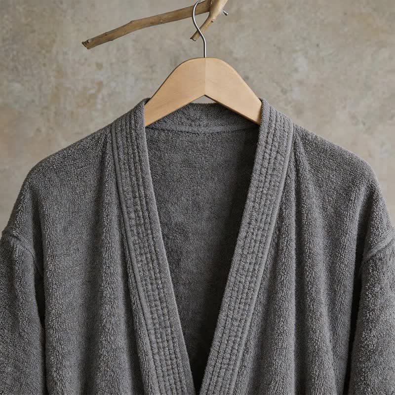 Unisex Kimono-Bademantel aus einfarbiger Baumwolle - image 4