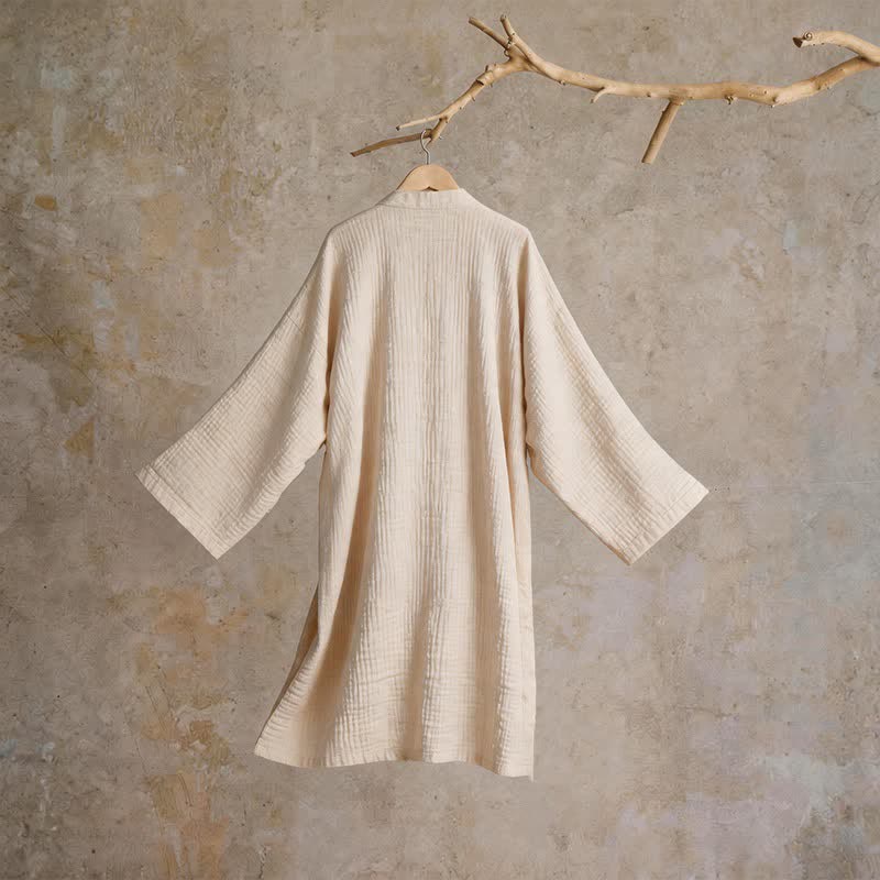 Kimono-Bademantel aus einfarbigem Baumwollgaze, Unisex - image 8