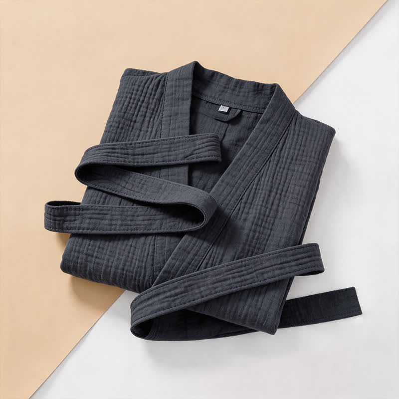 Kimono-Bademantel aus einfarbigem Baumwollgaze, Unisex - image 16