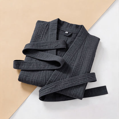 Kimono-Bademantel aus einfarbigem Baumwollgaze, Unisex - image 16