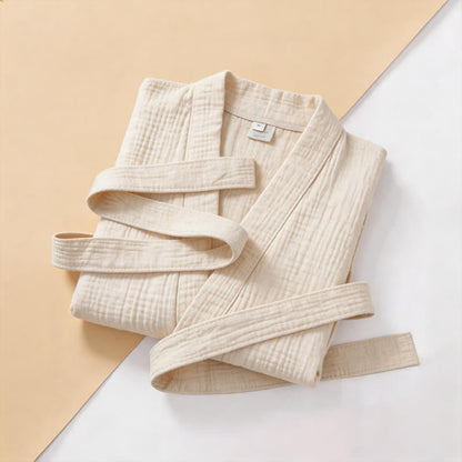 Kimono-Bademantel aus einfarbigem Baumwollgaze, Unisex - image 9