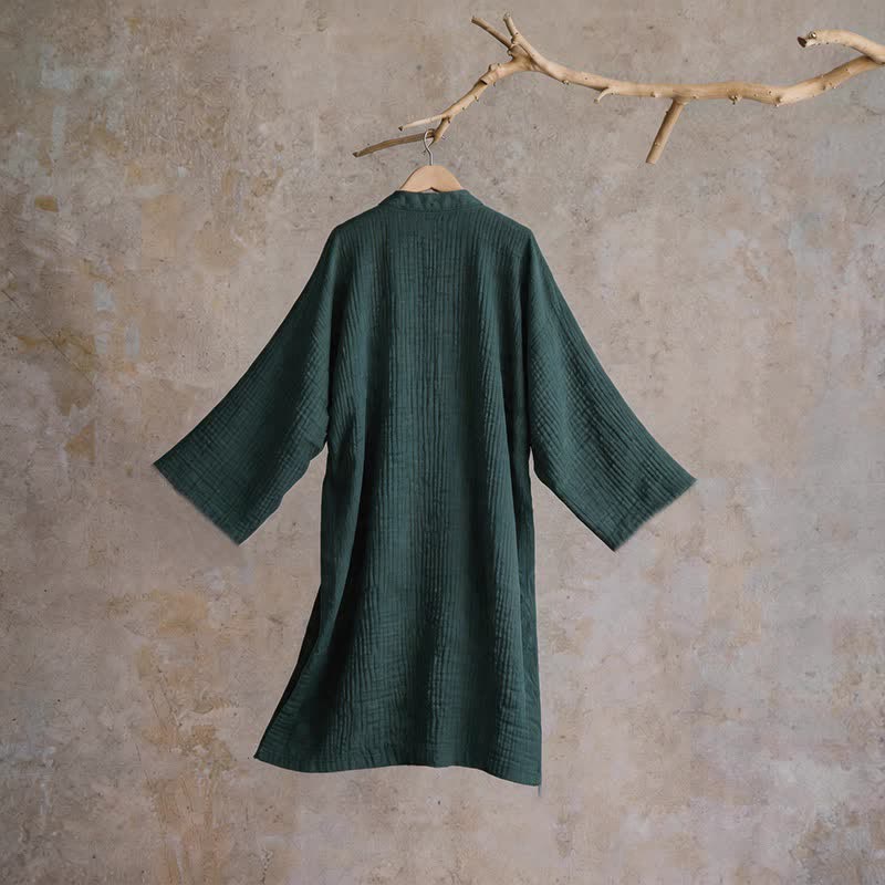 Kimono-Bademantel aus einfarbigem Baumwollgaze, Unisex - image 2