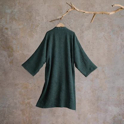 Kimono-Bademantel aus einfarbigem Baumwollgaze, Unisex - image 2