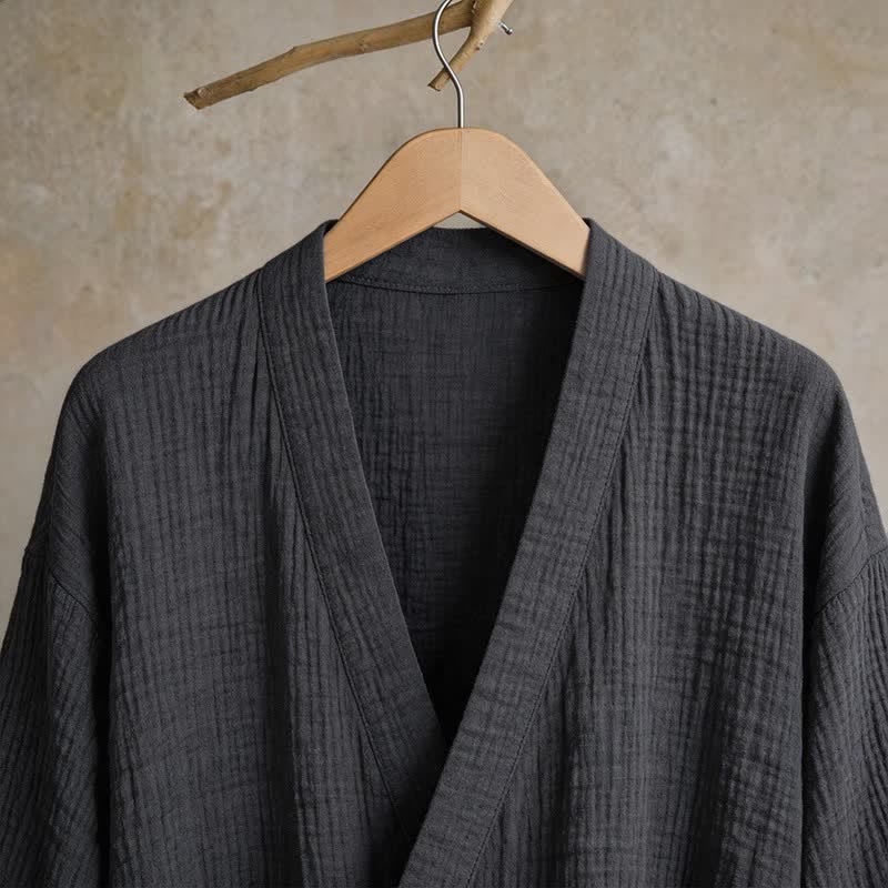 Kimono-Bademantel aus einfarbigem Baumwollgaze, Unisex - image 17