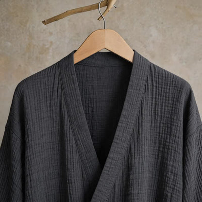 Kimono-Bademantel aus einfarbigem Baumwollgaze, Unisex - image 17